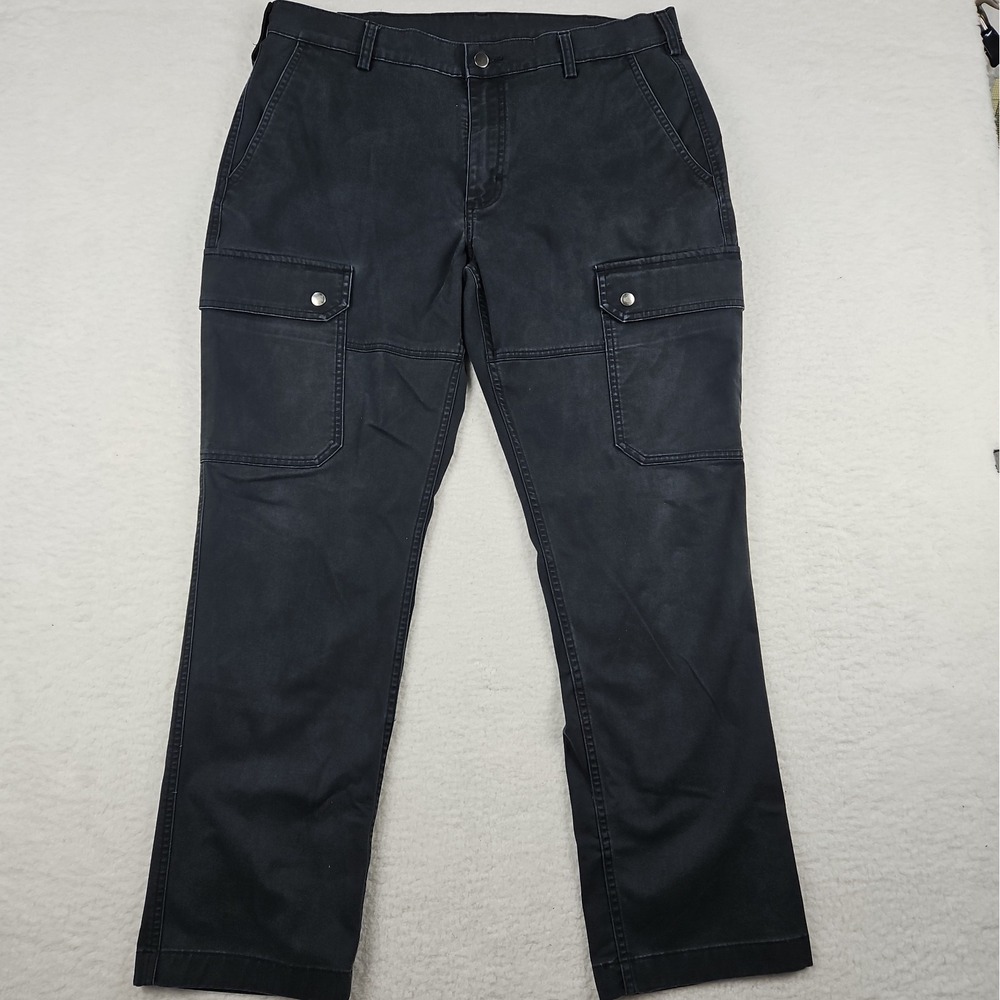 Duluth Trading Pants Mens 38x32 40 Grit Black Cargo Gusseted Slim Fit Stretch